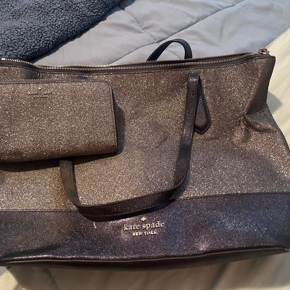 Kate Spade navy sparkle purse and wallet
